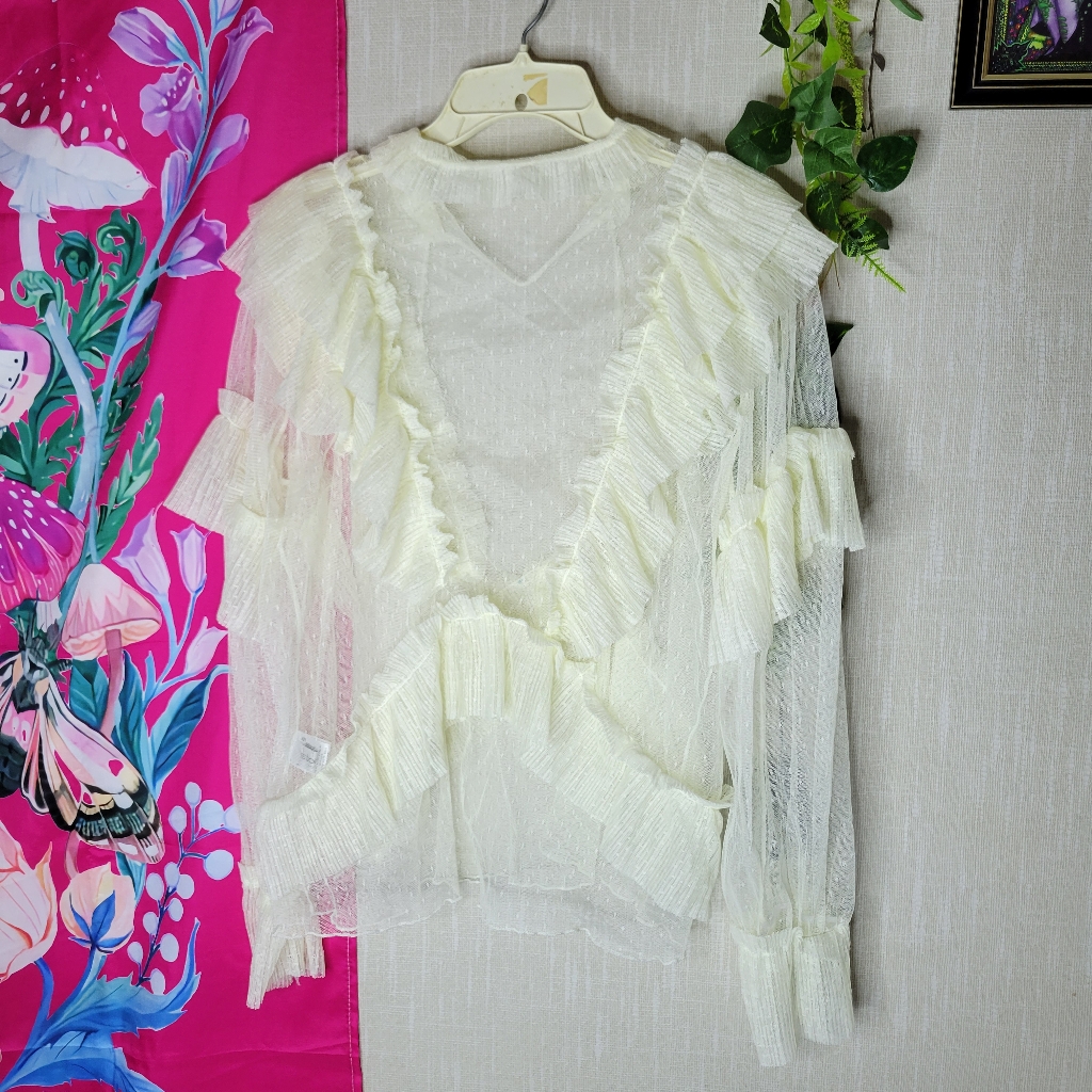 Cottagecore Vintage Style Sheer Frilly Top — image 5 of 8